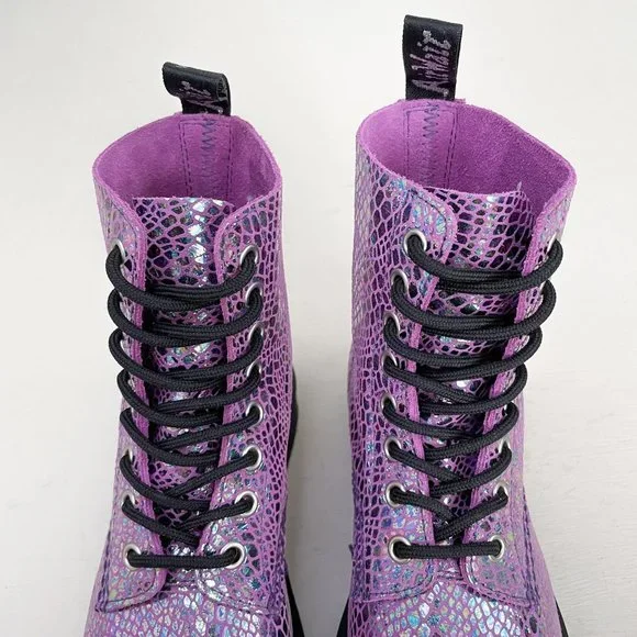 NWOB Dr. Martens Purple Metallic 1460 Pascal Snake Lace Up Boots Women's Size 5 - Picture 4 of 12